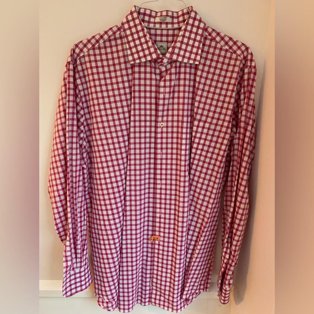 Peter Millar Long Sleeve Button Down Shirt Pink Checkered